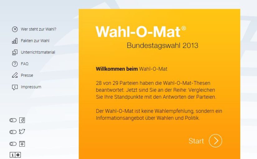 Wahl-O-Mat zur Bundestagswahl 2013 gestartet #btw13