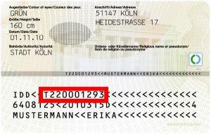 Finde personalausweisnummer die wo ich Dokumentennummer Personalausweis: