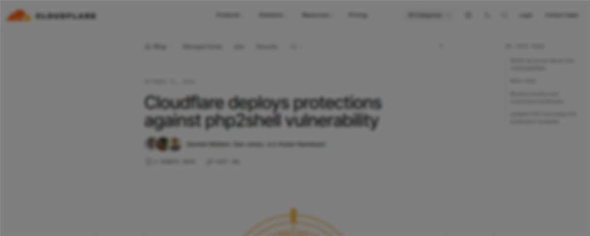 Cloudflare-Blogbeitrag Cloudflare deploys protections against php2shell vulnerability