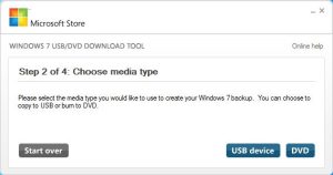 Windows usb tool choose media type
